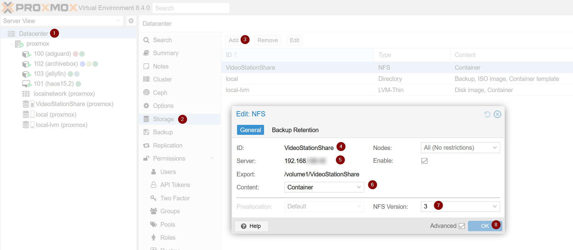 Proxmox datacenter storage